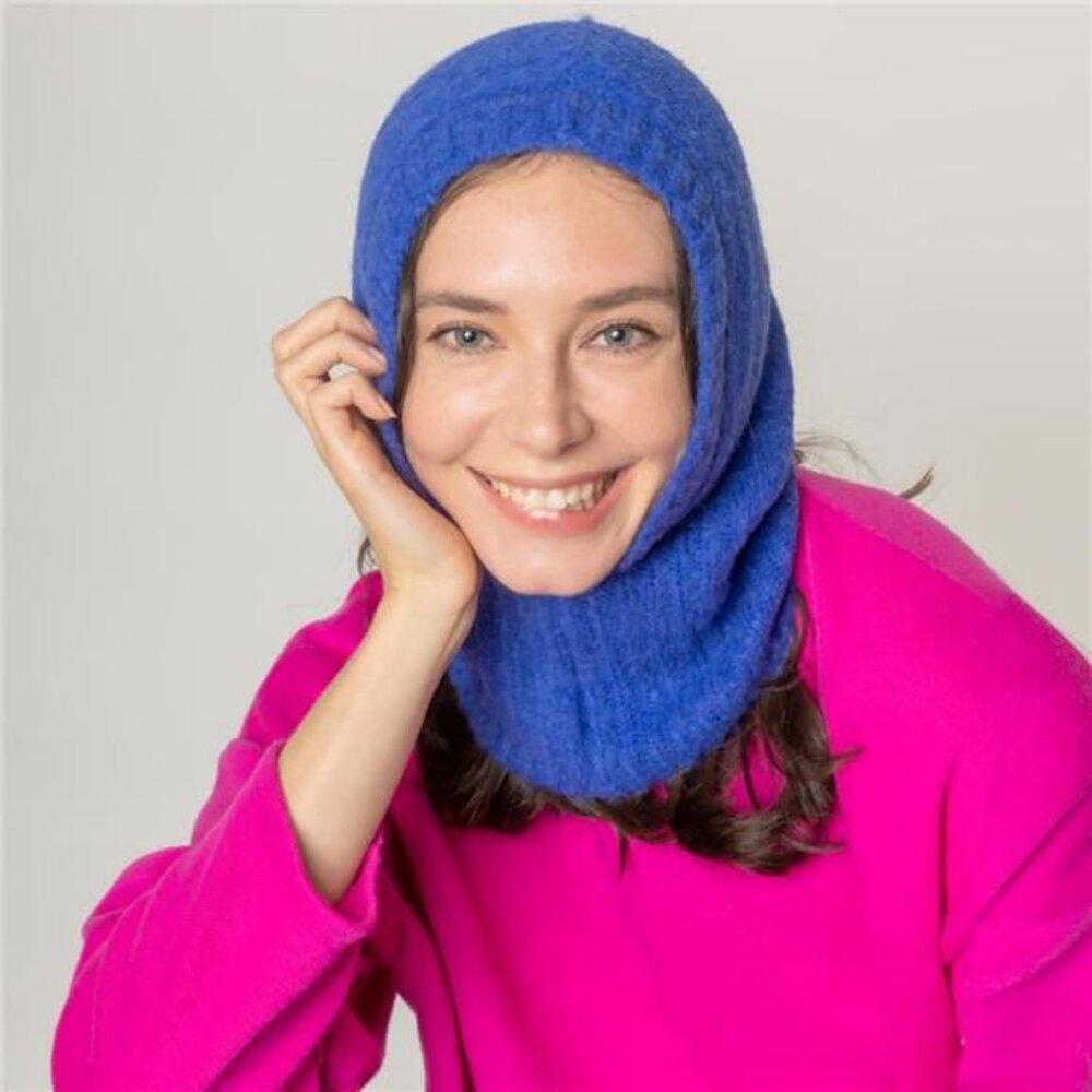 Blue Solid Snood Hat - image 1